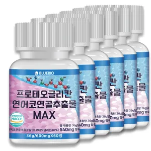 프로테오글리칸 연어코 연골 추출물 MAX 600mg 60정 2형 콜라겐 콘드로이친 글루코사민 류신 함유, 60정, 6개